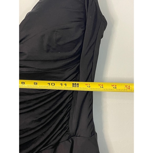 La Blanca Womens Black Ruched Tankini Swim Dress with Built in Bottoms - Picture 10 of 13